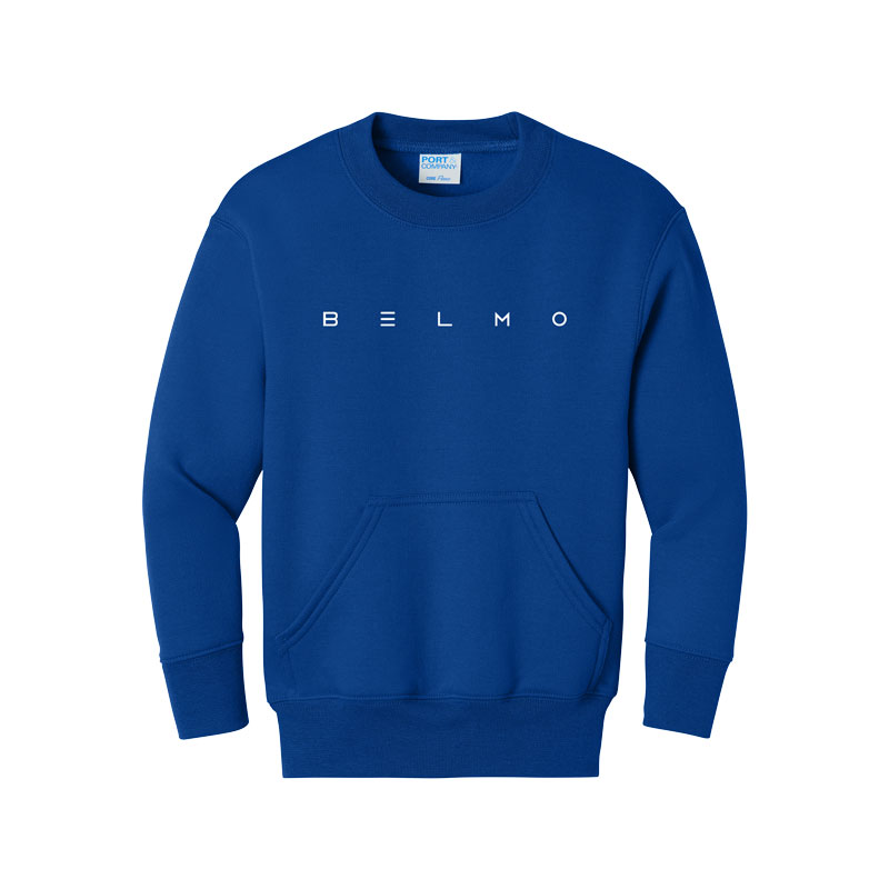 Belmo Embroidered Crewneck Pocket Youth Sweatshirt